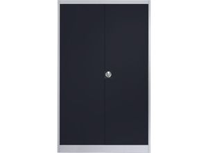 4250633302415 - mauser Stahlschrank mit Flügeltüren 4 Fachböden Breite 1200 mm weißaluminium   anthrazitgrau Außentiefe 500 mm