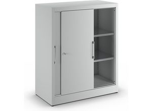 4250633319161 - Schiebetürenschrank mit Vollblechtüren 2 verzinkte Fachböden BxTxH 1000x420x1215 mm RAL7035 lichtgrau