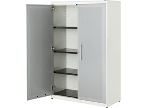 4250633331224 - mauser Flügeltürenschrank akustisch wirksam HxBxT 1516 x 1000 x 432 mm 3 Fachböden reinweiß   weißaluminium