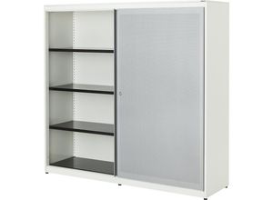 4250633332177 - mauser Schiebetürenschrank akustisch wirksam Stahlplatte HxBxT 1516 x 1600 x 432 mm 2 x 3 Fachböden reinweiß   weißaluminium   reinweiß