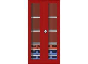 4250633342756 - mauser Sichtfenster-Flügeltürenschrank mit 12 Sichtlagerkästen feuerrot 4250633342756 - mauser Sichtfenster-Flügeltürenschrank mit 12 Sichtlagerkästen feuerrot