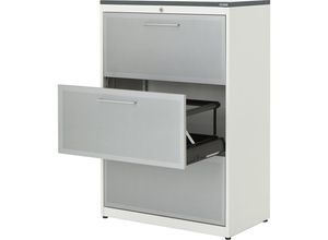 4250633344620 - mauser Hängeregistraturschrank 3 Schübe 2-bahnig reinweiß   weißaluminium   weiß