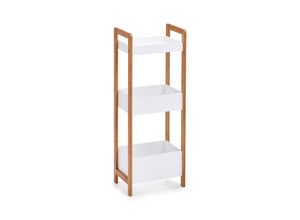 4250648962833 - Standregal mit 3 Ablagefächern weiß Bambus MDF