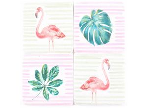 4250650274238 - As4home - Untersetzer Stein Set - 4 teilig im Antik Look - Florida Flamingo