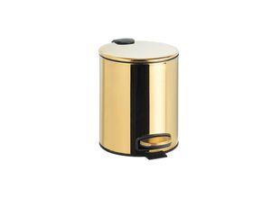 4250657525401 - Brillantbad BILLO Abfalleimer Edelstahl Gold poliert 260x205x265 mm 5 ltr für Bad & Küche >> Freistehend anwendbar