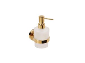 4250657525425 - Brillantbad BILLO Seifenspender MINI Messing Milchglas Gold poliert 100x75x145 mm 200 ml für Bad & Küche >> zum Bohren oder Kleben