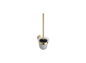 4250657525449 - Brillantbad BILLO WC-Bürstengarnitur Messing Milchglas Gold poliert 140x95x370 mm für Bad & WC >> zum Bohren oder Kleben