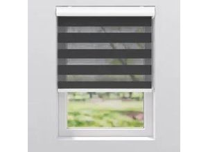4250662090376 - Doppelrollo MY HOME Greta schwarz (schwarz schwarz weiß) Rollos 175cm stufenlos positionierbar 190cm Polyester mit Kassette Befestigung mit Klemmträgern B190cm H175cm