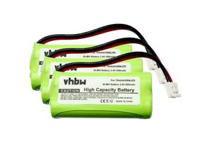 4250667387471 - Vhbw - 3x Ni-MH Akku Set 800mAh (24V) kompatibel mit schnurlos Festnetz Telefon DeTeWe BeeTel 2000 BeeTel 2000C BeeTel 900C Ersatz für BATT-6010