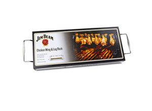 4250679505177 - Hähnchenbräter JIM BEAM BBQ Backbleche Gr B H T 33cm x 125cm x 12cm silberfarben inkl Untersetzer