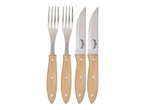 4250679506129 - Steakbesteck JIM BEAM BBQ Gabel & Messer Essbesteck-Sets Gr 4 tlg beige (natur silberfarben) Steakbesteck Essesteck-Sets Set 4-tlg