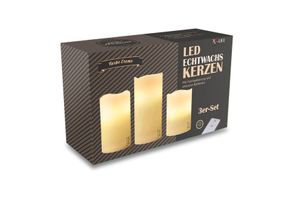 4250679507768 - X4-LIFE LED Echtwachskerzen mit Wellenrand 3er Set inkl Fernbedienung