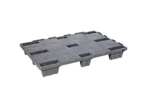 4250690702302 - Kunststoff-Mehrweg-Stapelpalette KIGAnesto® 8 kg geschlossenes Deck bis 3500 kg stapelbar 100% Recyclingmaterial mit Rand anthrazit