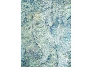 4250691753303 - - Exklusive Tapete 822207 Vinyltapete geprägt mit Federn glänzend blau pastell-violett creme-weiß silber 533 m2 - blau