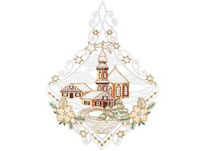 4250706201683 - W Reuter & Sohn - Plauener Spitze® Fensterbild Kirche Made in Germany braun|goldfarben