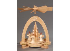 4250770400197 - Weihnachtspyramide ALBIN PREISSLER 4 Engel mit Spanbaum Weihnachtsdeko Weihnachtspyramiden Gr Höhe 20 cm beige (natur) Schwibbögen Weihnachtspyramiden Made in Germany