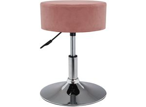 4250803504663 - Duhome - Sitzhocker Hocker rund in Rosa höhenverstellbar aus Samt Stoff drehbar DH0466