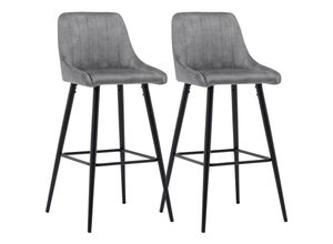 4250803511142 - 2x Barhocker Barstuhl Gestell aus Metall Tresenhocker Bar Sessel gut gepolstert mit Lehne 5162 Vintage Grau Samt Vintage DH1114 - Grau Samt Vintage 4250803511142 - 2x Barhocker Barstuhl Gestell aus Metall Tresenhocker Bar Sessel gut gepolstert mit Lehne 5162 Vintage Grau Samt Vintage DH1114 - Grau Samt Vintage