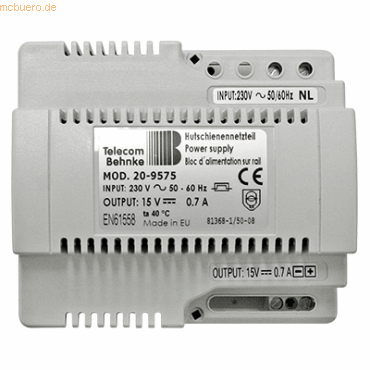 4250806500440 - Behnke HSNT Netzteil 15V=700 mA für -Triphonie- Hutschi