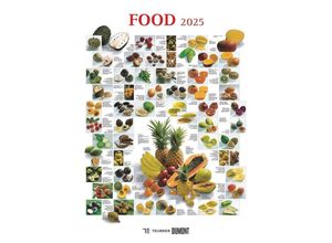 4250809652887 - DUMONT - Food 2025 Posterkalender 50x70cm Bildkalender mit kurzen Beschreibungen zu den Obst- und Gemüsesorten sechs dekorative Food-Poster