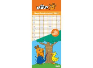 4250809653105 - DUMONT - Die Maus 2025 Mega-Familienplaner 30x70cm Kalender mit 6 Spalten Familienkalender mit 2 Stundenplänen und Ferientabelle