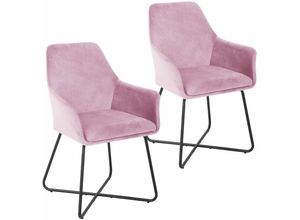 4250815305227 - JOSIE Dining 2er Set Esszimmerstuhl Sessel Polsterstuhl Stoff Pink