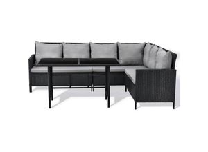 4250815306996 - Madison Rattan-Lounge Ecksofa Rattan-Lounge Gartenmöbel-Set Schwarz - Svita