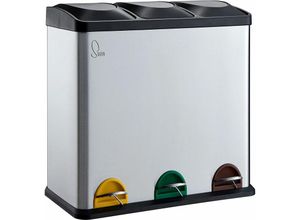 4250815307733 - TC3X20 Treteimer Abfalleimer Mülleimer Mülltrennung Edelstahl (60L) Silber - Svita