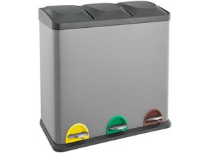 4250815318739 - TC3x20 Mülleimer grau 60L 3x20 Liter Treteimer Mülltrennung Abfalleimer - Svita