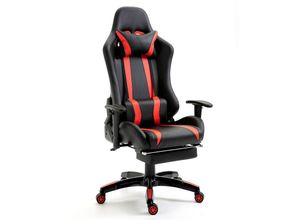 4250815322064 - GAMYX Gaming Stuhl Bürostuhl Schreibtischstuhl Drehstuhl Fußablage ergonomisch schwarz rot