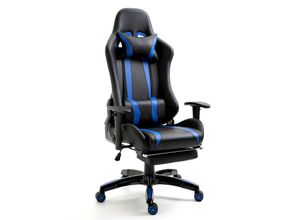 4250815322095 - Svita - gamyx Gaming Stuhl Bürostuhl Schreibtischstuhl Drehstuhl Fußablage ergonomisch schwarz blau