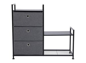 4250815326673 - Runa 3-Schubladen-Regal Universales Regalsystem Metall Vliesstoffschubladen Schwarz Grau - Svita