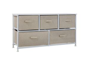 4250815327434 - Taro Sideboard mit Stoffschubladen Metall-Regal Stoff-Kommode Weiß - Svita