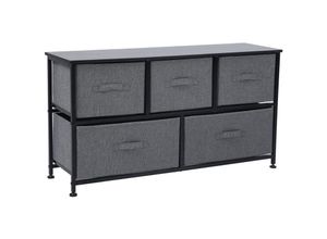 4250815327458 - Taro Sideboard mit Stoffschubladen Metall-Regal Stoff-Kommode Schwarz Grau - Svita