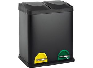 4250815327915 - TC2X15 Mülleimer 30L 2x15 Treteimer Papierkorb Mülltrennung Stahl Schwarz - Svita