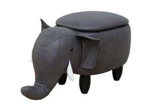 4250815372298 - Tierhocker Stauraum Kinderhocker Sitzhocker Kinderzimmer Sitzbox Elefant Grau - Svita