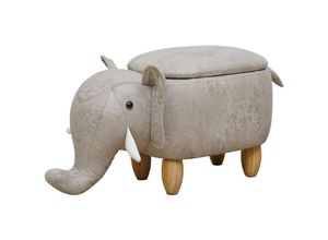 4250815372304 - Svita - Tierhocker Stauraum Kinderhocker Sitzhocker Kinderzimmer Sitzbox Elefant Hellgrau