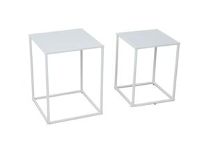 4250815384079 - Themi 2er Set Couchtisch Beistelltisch Nachttisch Wohnzimmertisch Metall Weiß - Svita 4250815384079 - Themi 2er Set Couchtisch Beistelltisch Nachttisch Wohnzimmertisch Metall Weiß - Svita