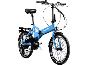 4250845939263 - Z101 20 Zoll Elektro Klapprad für Erwachsene 150 - 180 cm 6 Gang E Klappfahrrad E Bike Faltrad Pedelec StVZO sky blau