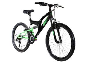 4250845958042 - FS240 Jugendfahrrad 24 Zoll Mountainbike ab 8 Jahre 130 - 145 cm 21 Gänge schwarz grün