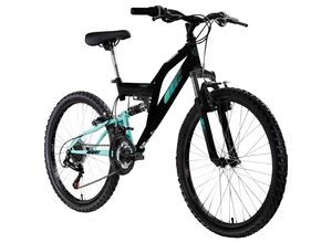 4250845958066 - FS240 Jugendfahrrad 24 Zoll Mountainbike ab 8 Jahre 130 - 145 cm 21 Gänge schwarz türkis