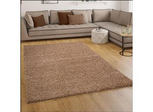 4250857510955 - Shaggy Hochflor Langflor Teppich Sky Einfarbig in Beige ø 160 cm Rund - Paco Home