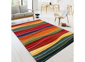 4250857518388 - Teppich Canvas 773 Teppiche Gr B L 200 cm x 290 cm 16 mm 1 St bunt (mehrfarbig) Esszimmerteppiche Kurzflor moderner Streifen ideal im Wohnzimmer & Schlafzimmer