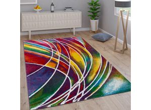 4250857518524 - Teppich Wohnzimmer Schlafzimmer Jugendzimmer Kurzflor Modern Vintage Bunt Abstrakte Muster 160x230 cm Bunt 4 - Paco Home