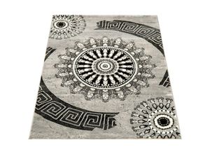 4250857524839 - Paco Home Teppich Klassisch Gemustert Kreis Ornamente in Grau Schwarz Meliert 80x300 cm