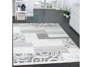 4250857532629 - Paco Home - Designer Teppich Wohnzimmer Teppich Kurzflor Muster in Grau Creme Preishammer 60x100 cm