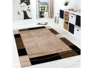 4250857532674 - Designer Teppich Wohnzimmer Teppich Modern Bordüre in Braun Beige Preishammer 80x150 cm - Paco Home