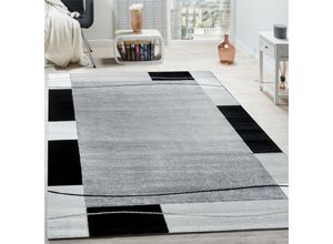 4250857532711 - Designer Teppich Wohnzimmer Teppich Bordüre in Grau Schwarz Creme Preishammer 160x220 cm - Paco Home