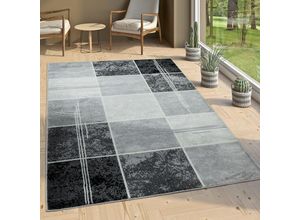 4250857533169 - Designer Teppich Kariert in Marmor Optik Meliert Grau Schwarz Weiss Preishammer 60x100 cm - Paco Home