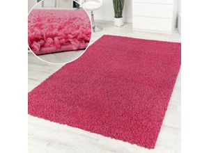 4250857537556 - Shaggy Pink Hochflor Langflor Teppich Pink Einfarbig Top Aktion zum Hammer Preis 80x150 cm - Paco Home